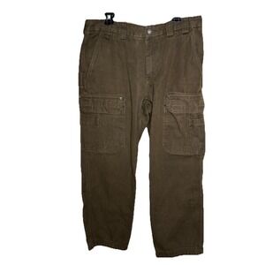 Men's Duluth Trading Co. 100% Nylon Brown Flat Front Outdoor Cargo Pants 38 X 30